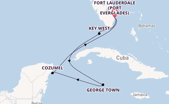 Western Caribbean from Fort Lauderdale (Port Everglades), Florida, USA with the Celebrity Reflection