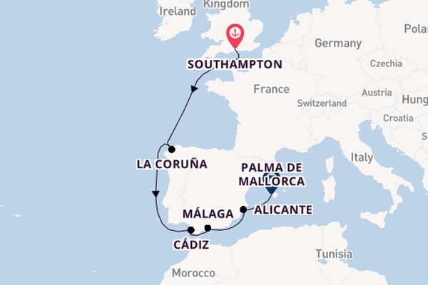 Western Mediterranean from Southampton, England with the MSC Virtuosa