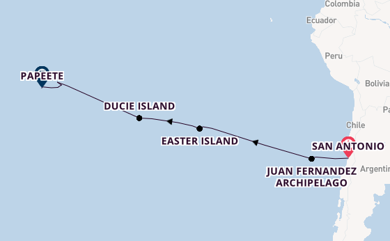French Polynesia from San Antonio, Chile with the Seabourn Pursuit