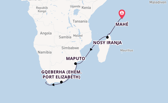 Afrika ab Mahé, Seychellen auf der EUROPA