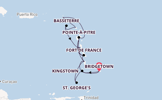 Southern Caribbean from Bridgetown, Barbados with the MSC World Europa