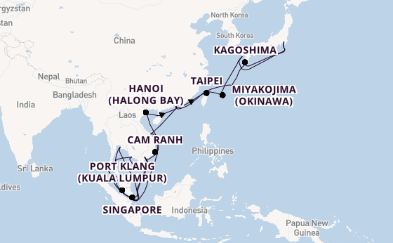 South East Asia from Tokyo, Japan with the Sapphire Princess