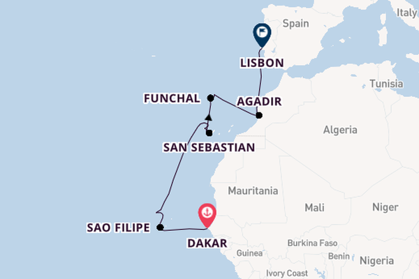Portugal from Dakar, Senegal with the Silver Endeavour