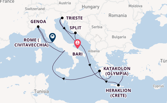 Mediterranean Sea from Bari, Italy with the MSC Splendida