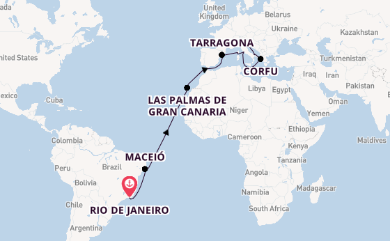 Transatlantic from Rio de Janeiro, Brazil with the MSC Splendida