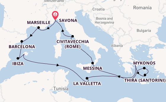 Westelijke Middellandse Zee vanaf Savona, Italië met de Costa Serena
