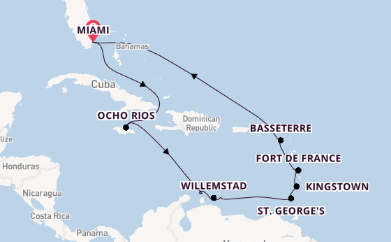 Caribbean vanaf Miami, Verenigde Staten met de Seven Seas Grandeur