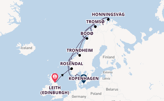 Noorwegen vanaf Leith (Edinburgh), Schotland met de Azamara Quest