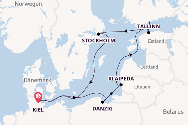 Ostsee ab Kiel, Deutschland auf der Mein Schiff 7