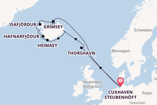 Arktis ab Cuxhaven Steubenhöft auf der MS Deutschland