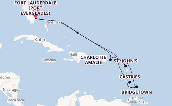 Karibik ab Fort Lauderdale (Port Everglades), USA auf der Celebrity Ascent