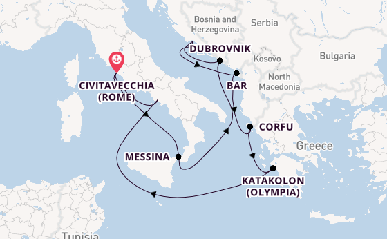 Middellandse Zee vanaf Civitavecchia (Rome), Italië met de Celebrity Ascent