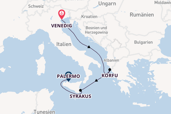 Westliches Mittelmeer ab Venedig, Italien auf der MSC Lirica