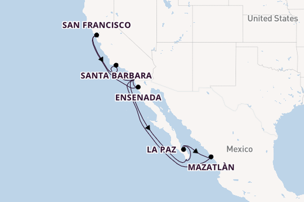 Amerikaanse Westkust vanaf San Diego, Verenigde Staten met de Koningsdam