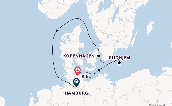 Europa vanaf Kiel, Duitsland met de MS EUROPA 2