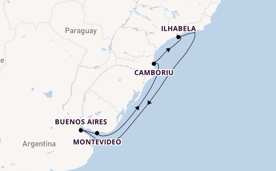 South America from Rio de Janeiro, Brazil with the Costa Serena