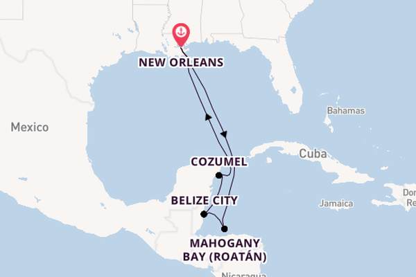 Western Caribbean from New Orleans, Louisiana, USA with the Carnival Valor