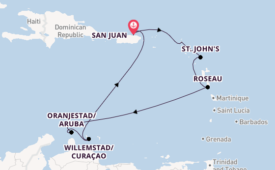 Caribbean from San Juan, Puerto Rico with the Scarlet Lady