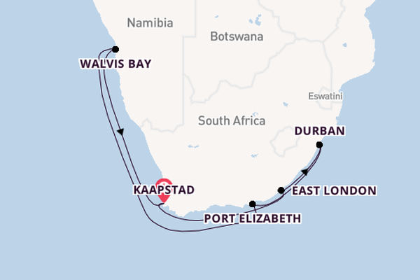 Zuid-Afrika vanaf Kaapstad, Zuid-Afrika met AIDAblu