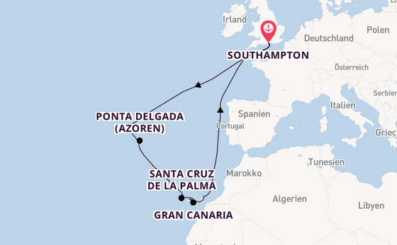Kanarische Inseln ab Southampton, Großbritannien auf der Queen Elizabeth