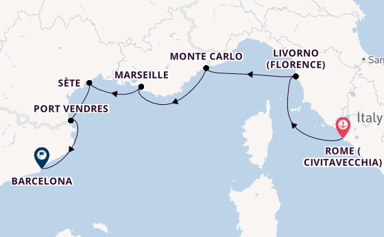 Western Mediterranean from Rome (Civitavecchia), Italy with the Seabourn Ovation 