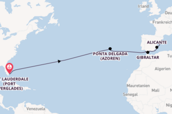 Von Fort Lauderdale (Port Everglades) über Cádiz in 15 Tagen