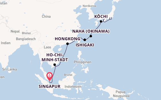 Ostasien ab Singapur, Singapur auf der Azamara Pursuit