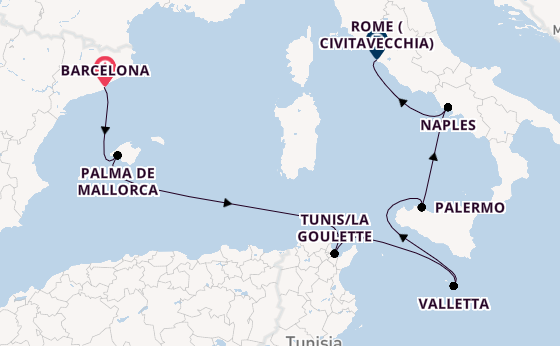 Western Mediterranean from Barcelona, Spain with the Norwegian Epic