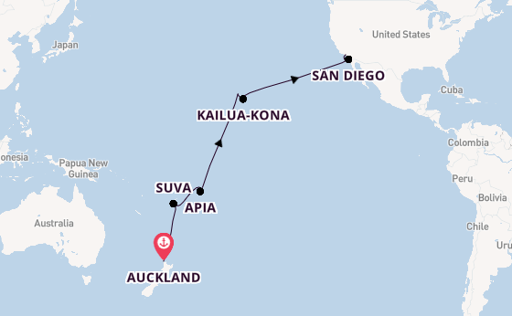 Transpacifisch vanaf Auckland, Nieuw-Zeeland met de Royal Princess