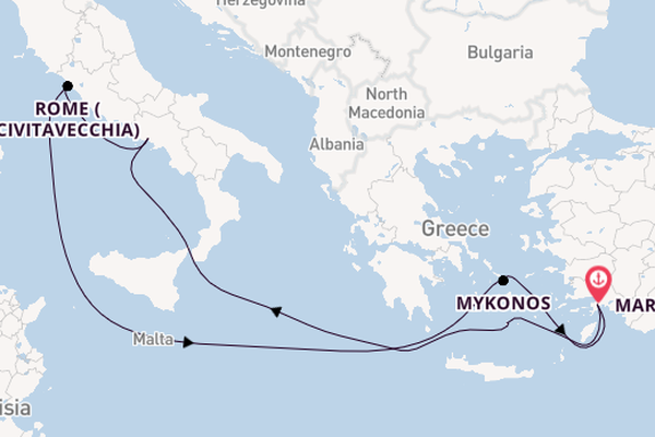 Mediterranean Sea from Marmaris, Turkey with the MSC Divina