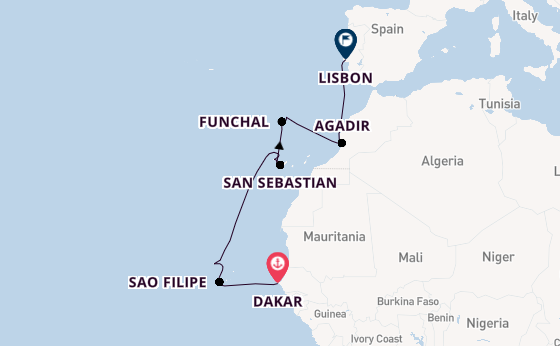 Portugal from Dakar, Senegal with the Silver Endeavour