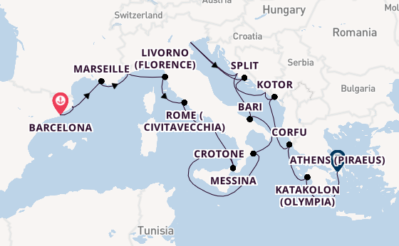 Mediterranean Sea from Barcelona, Spain with the Viking Vela