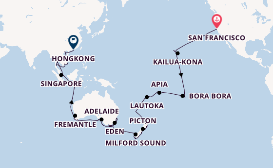 Transpacifisch vanaf San Francisco, Verenigde Staten met de Azamara Quest