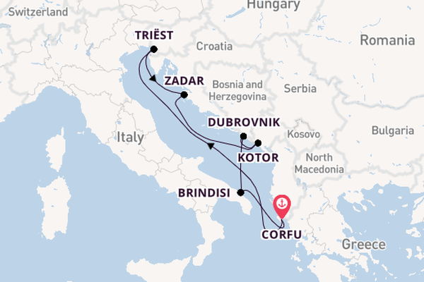 Middellandse Zee vanaf Corfu met AIDAblu