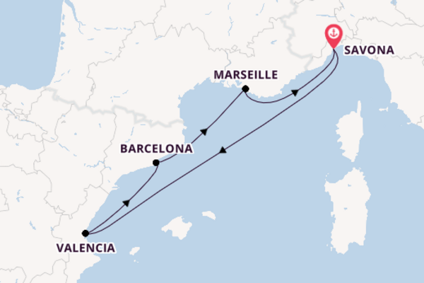 Cruise naar Savona via Barcelona