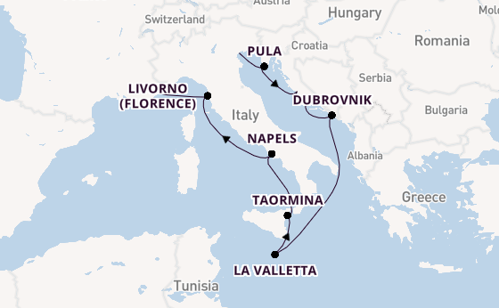 Middellandse Zee vanaf Venetië, Italië met de Silver Shadow