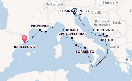 Mediterranean Sea from Barcelona, Spain with the Azamara Journey