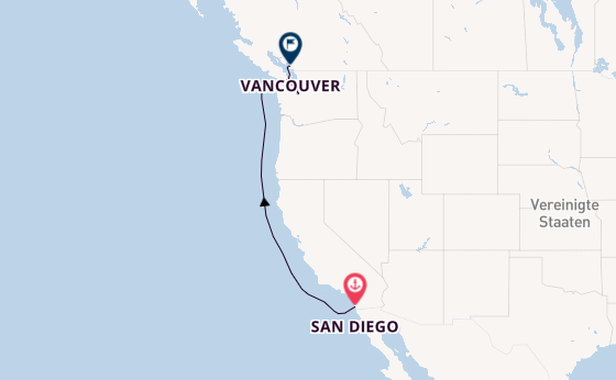 USA Westküste ab San Diego, USA auf der Oosterdam