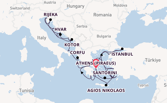 Eastern Mediterranean from Athens (Piraeus), Greece with the Seabourn Ovation 
