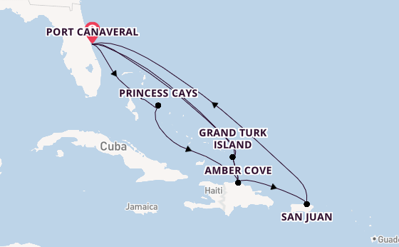 Caribbean from Port Canaveral, Florida, USA with the Caribbean Princess