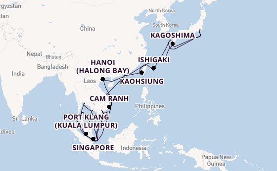 Southeast Asia from Tokyo, Japan with the Sapphire Princess