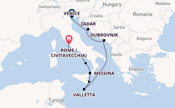 Mediterranean Sea from Rome (Civitavecchia), Italy with the Seven Seas Voyager