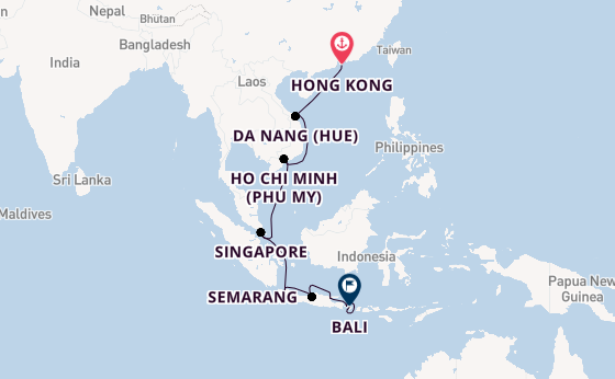 South East Asia from Hong Kong, China with the Riviera