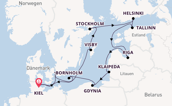 Ostsee ab Kiel, Deutschland auf der VASCO DA GAMA