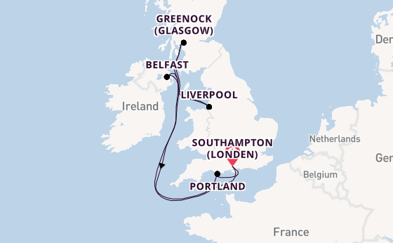 Verenigd Koninkrijk vanaf Southampton (Londen), Engeland met de Disney Wish