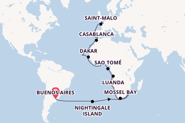 trans-Atlantisch vanaf Buenos Aires, Argentinië met de Seabourn Quest