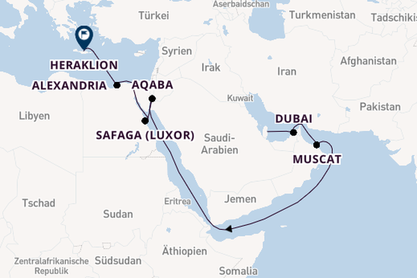 Naher Osten ab Doha, Katar auf der Mein Schiff 5