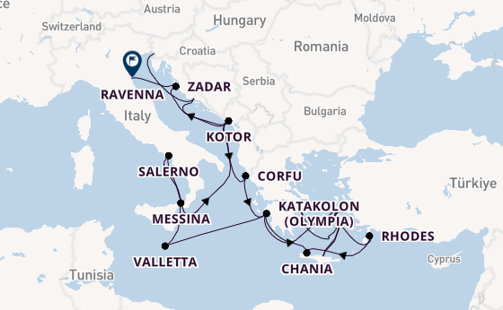 Eastern Mediterranean from Trieste, Italy with the Enchanted Princess