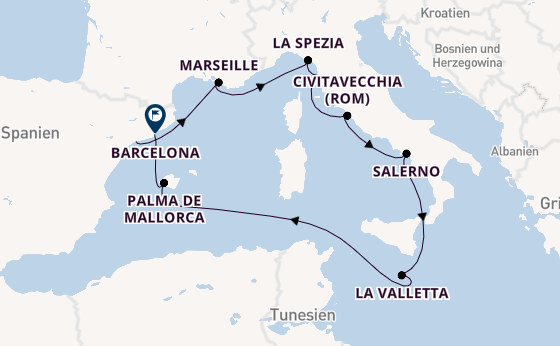 Westliches Mittelmeer ab Tarragona, Spanien auf der Norwegian Star
