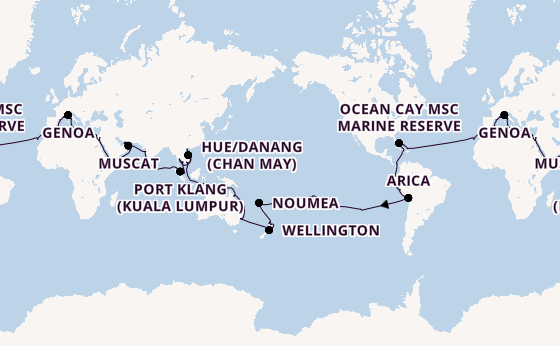 World Cruise from Marseille, France with the MSC Magnifica
